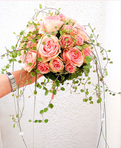 MB431 0028 Bouquet de mariée rond romantique rose - Murielle Bailet Fleuriste